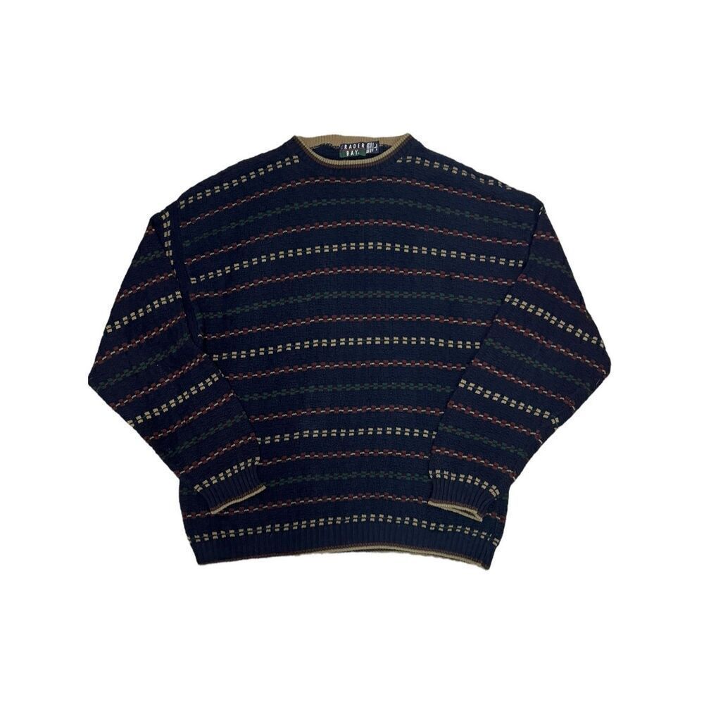 Trader Bay Men’s Large Knit Sweater Crewneck‎ Made in USA Vintage 90s